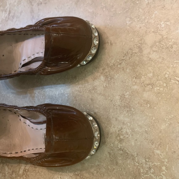 Miu Miu | Patent Leather Brown Bow Ballet Flats Crystal - Picture 5 of 6